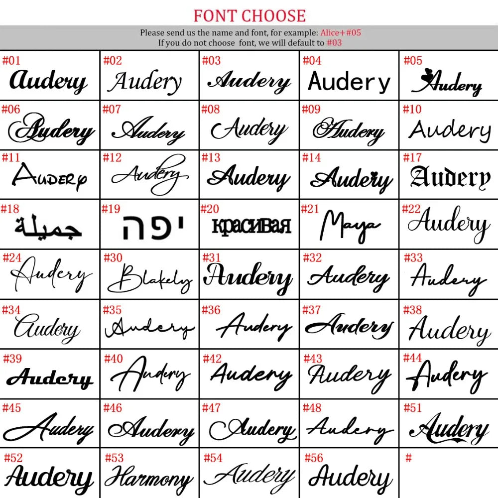 Fonts Available for Custom Jewelry