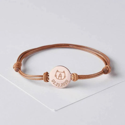 Pet name Bracelet with Adjustable Rope
