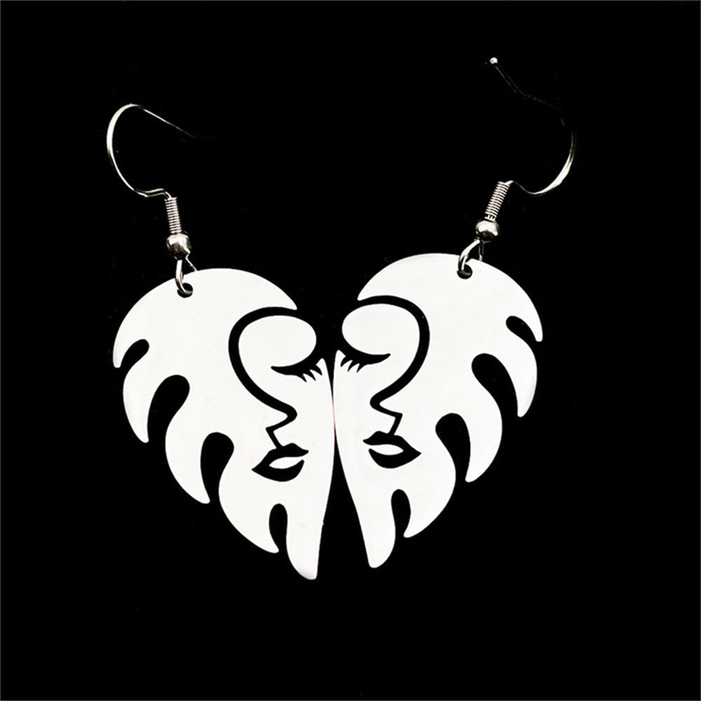 Women Face Feather Earrings