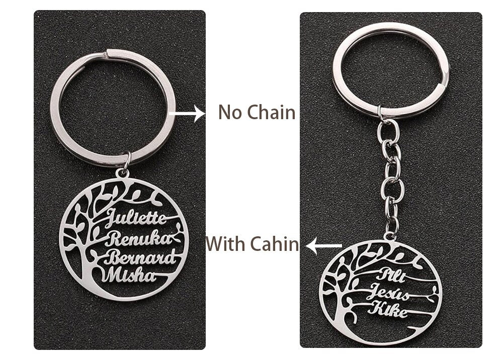 Tree of Life Keychain with Names