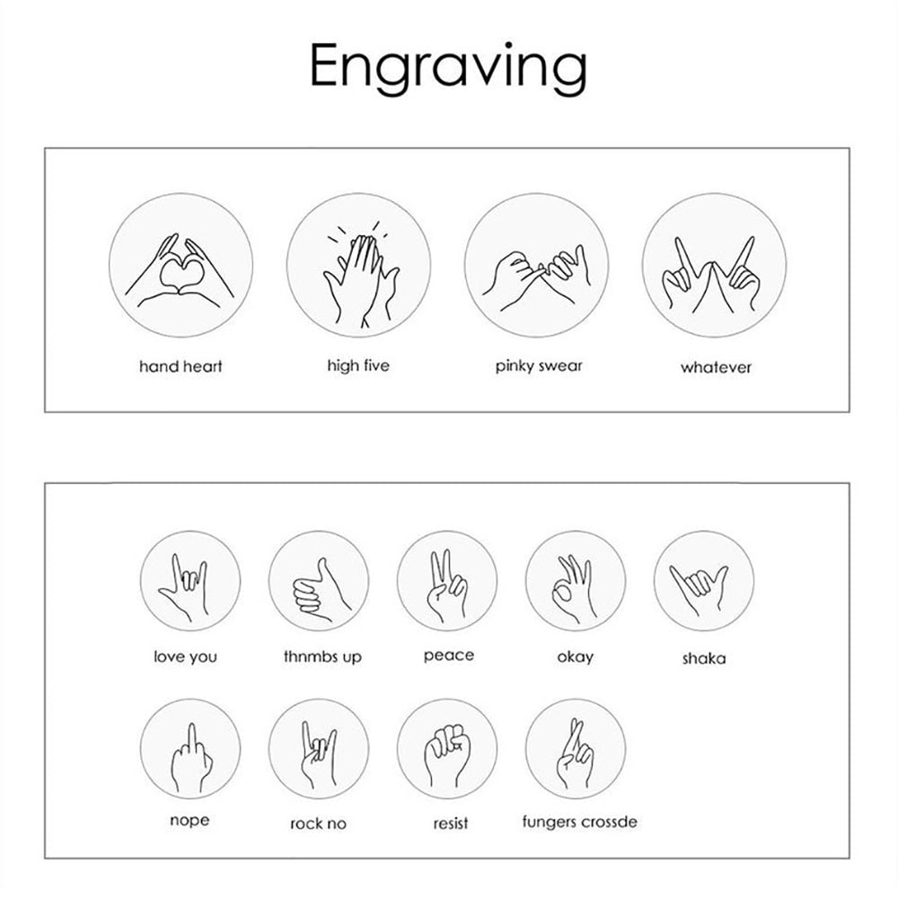 Hand Gestures Engraved Bracelet