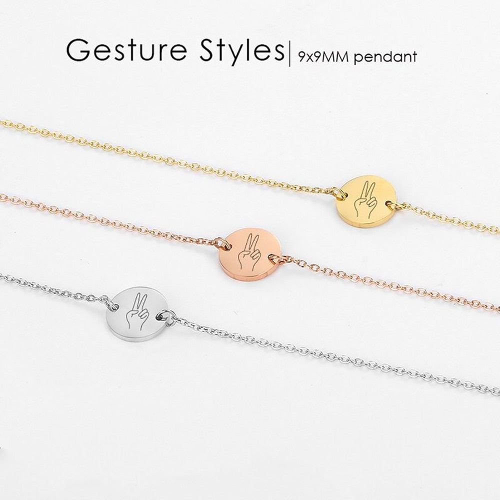 Hand Gestures Engraved Bracelet