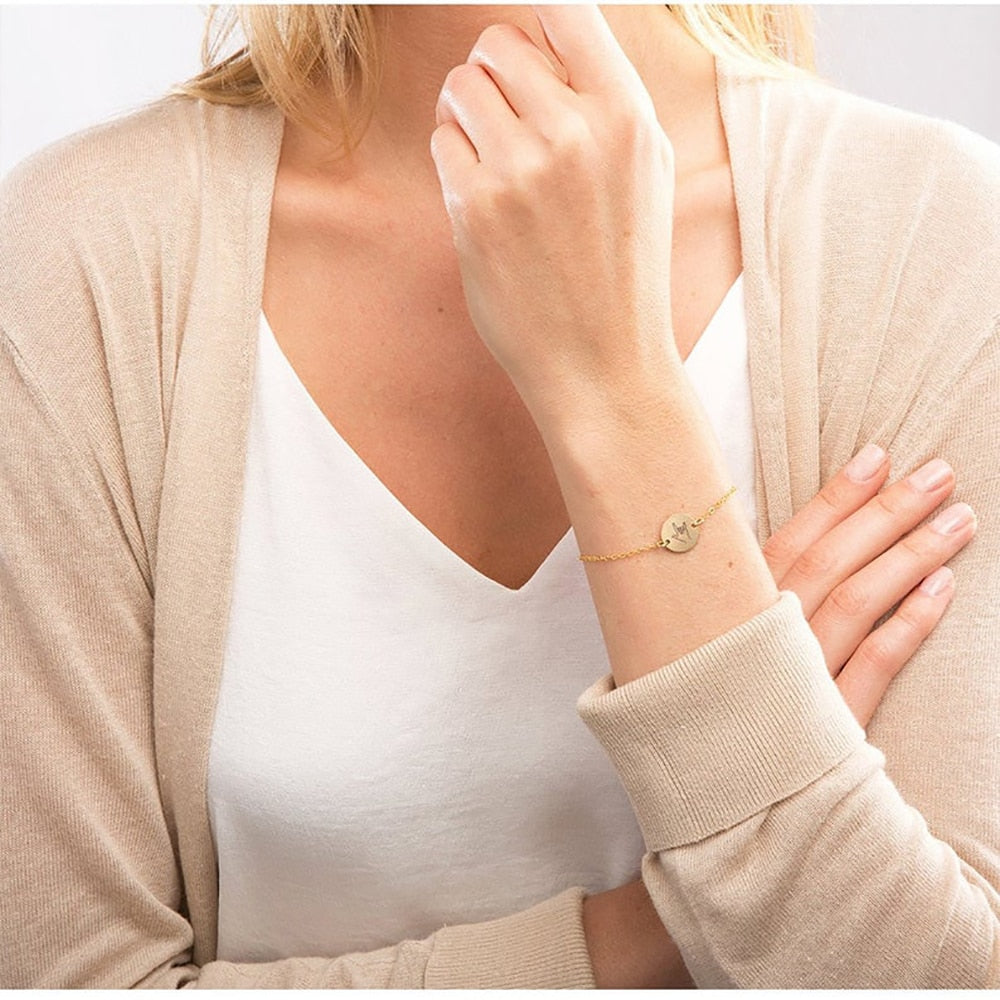 Hand Gestures Engraved Bracelet