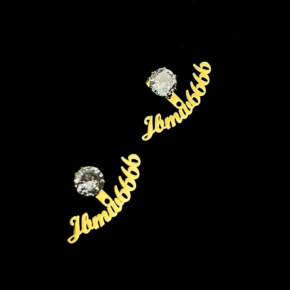 Gem Ear Stud with Name