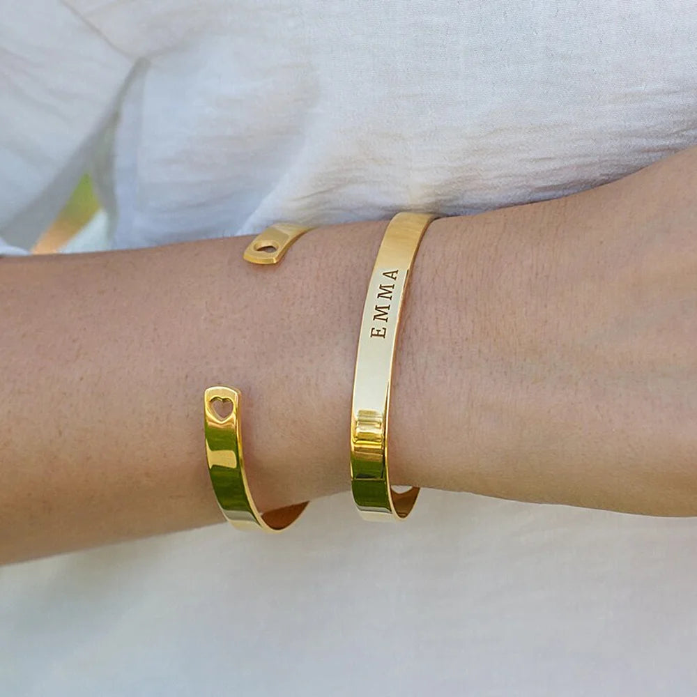 Engraved Bangle with Hearts