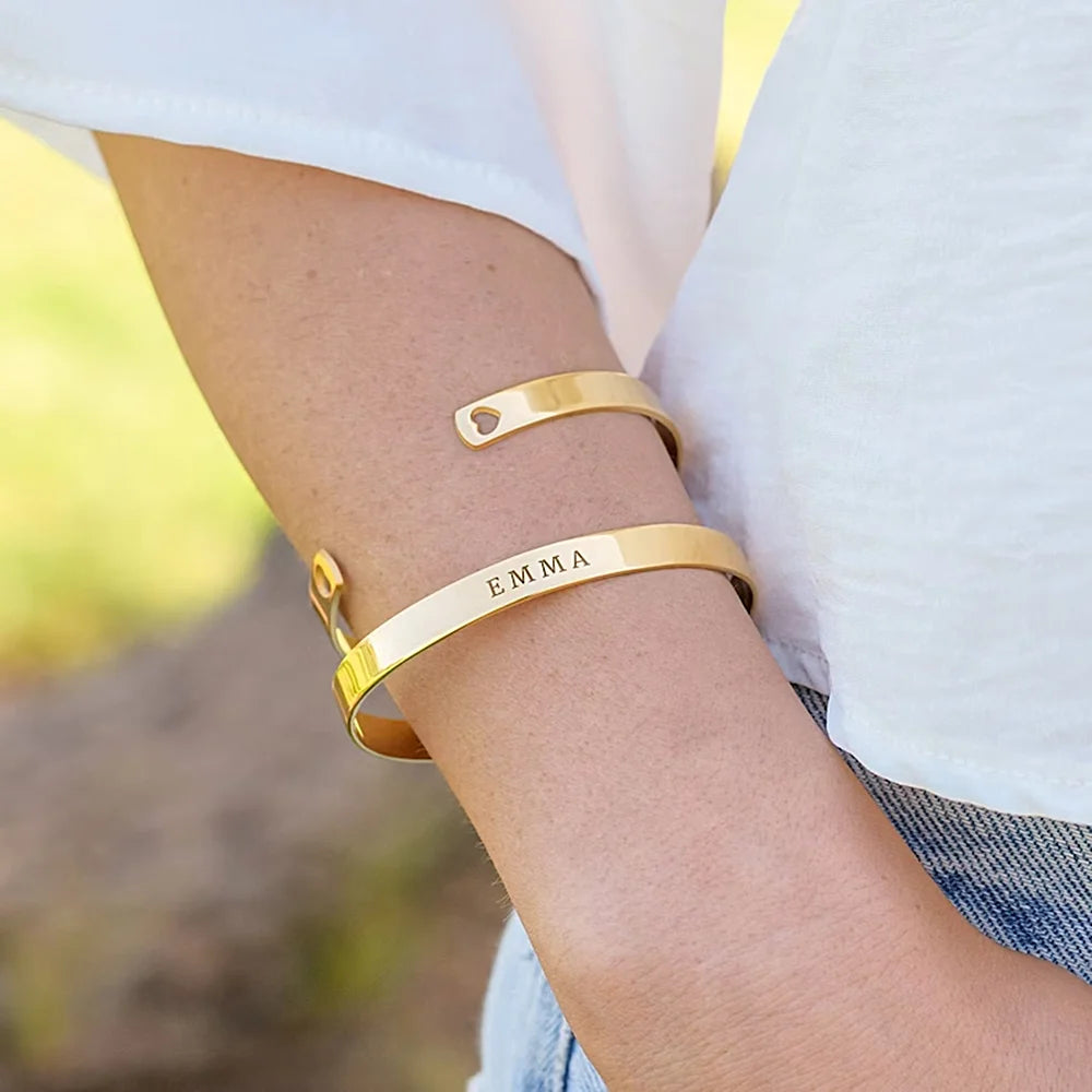 Engraved Bangle with Hearts