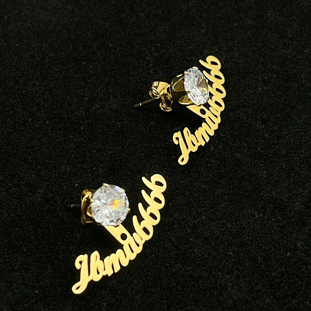 Gem Ear Stud with Name