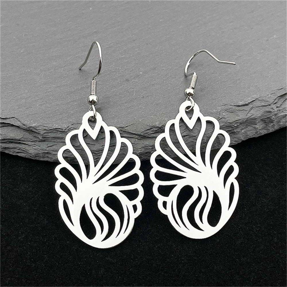Abstract Peacock / Shell Earrings