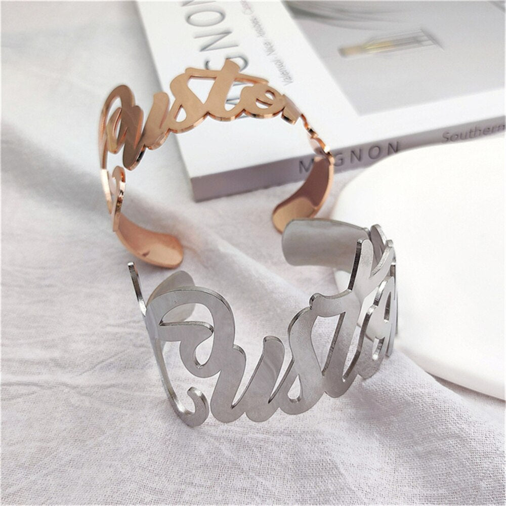 Adjustable Name Cuff Bangle - Bracelet