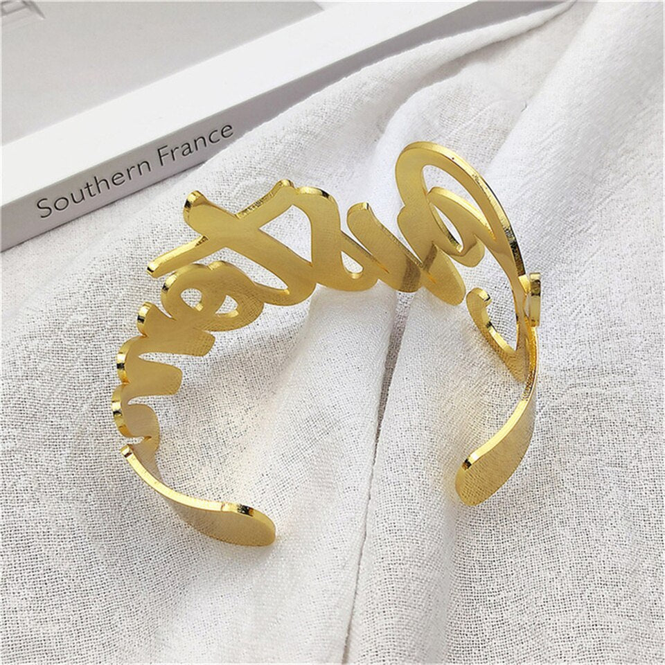 Adjustable Name Cuff Bangle - Bracelet