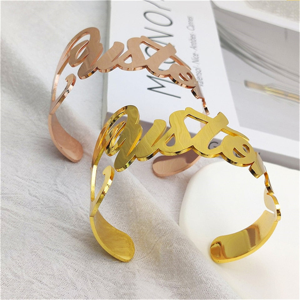 Adjustable Name Cuff Bangle - Bracelet
