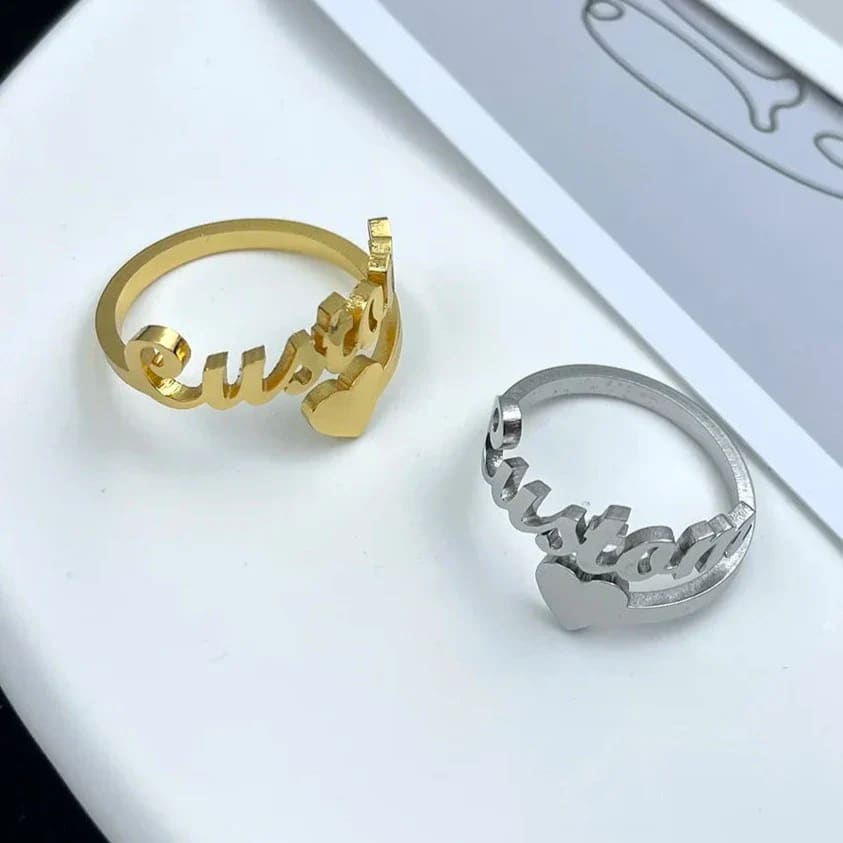 Adjustable Personalized Name Ring with Name - Ring