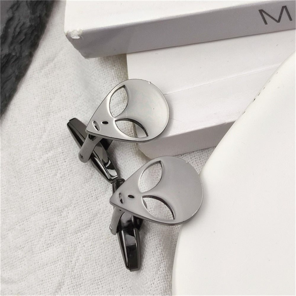 Alien Head Cufflinks - Black - Cufflinks