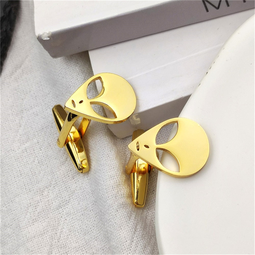 Alien Head Cufflinks - Gold - Cufflinks