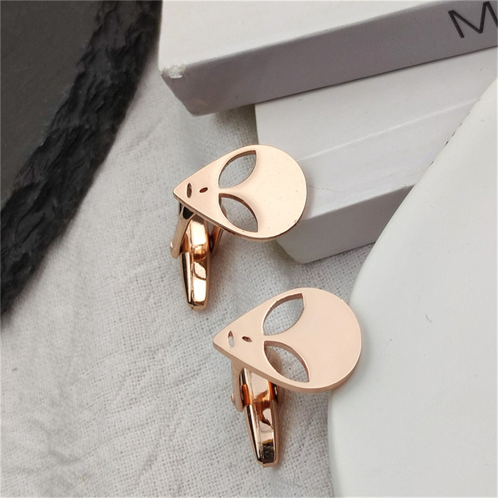 Alien Head Cufflinks - Rose Gold - Cufflinks