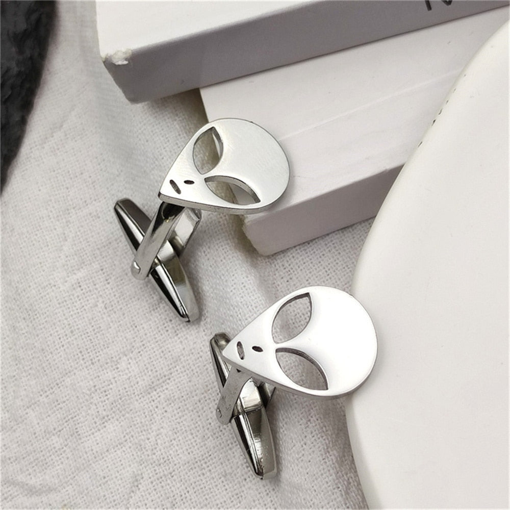 Alien Head Cufflinks - Silver - Cufflinks