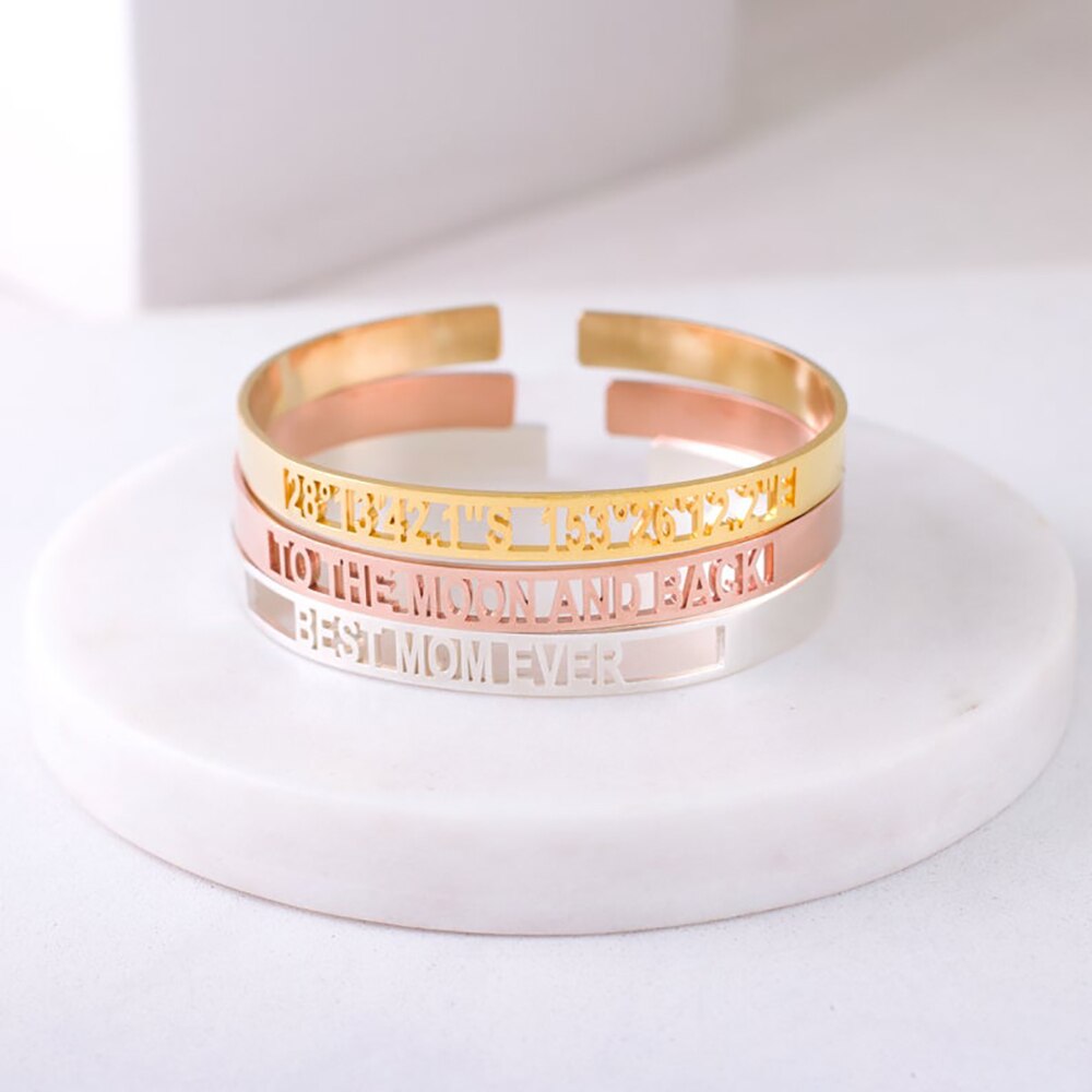 Bangle with Name Logo or Coordinates - Bracelet