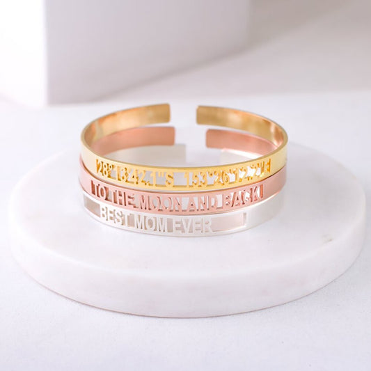 Bangle with Name Logo or Coordinates - Bracelet