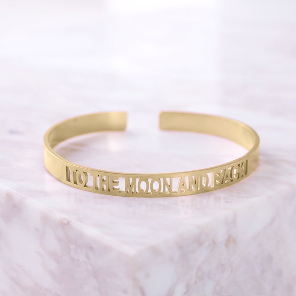 Bangle with Name Logo or Coordinates - Gold - Bracelet