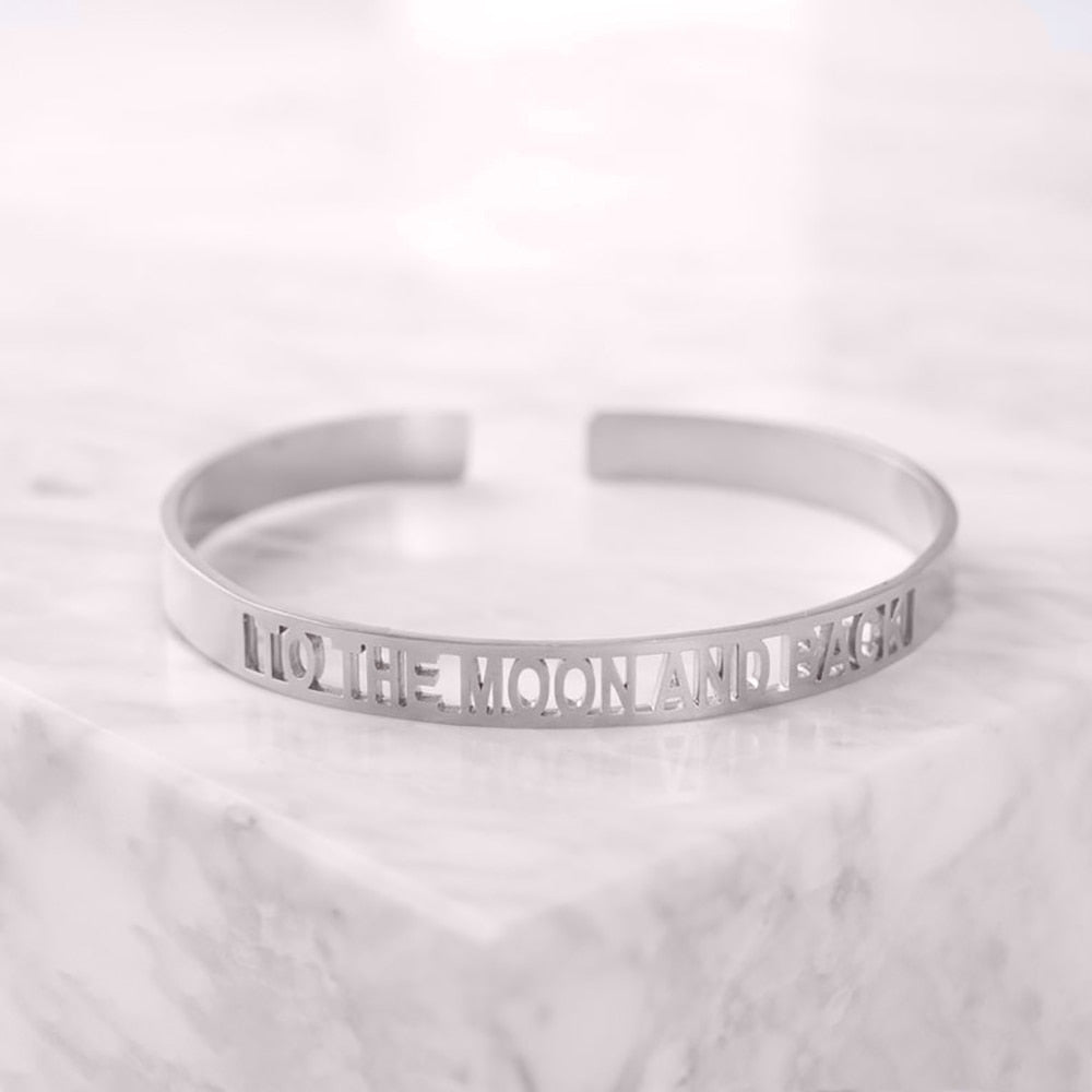 Bangle with Name Logo or Coordinates - Silver - Bracelet