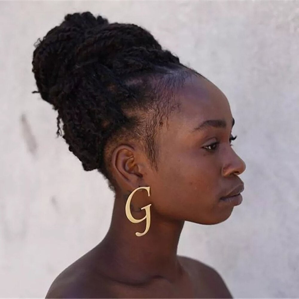Big Initial Letter Earring - Earrings