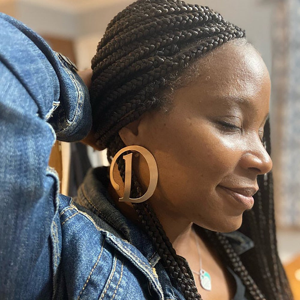 Big Initial Letter Earring - Earrings