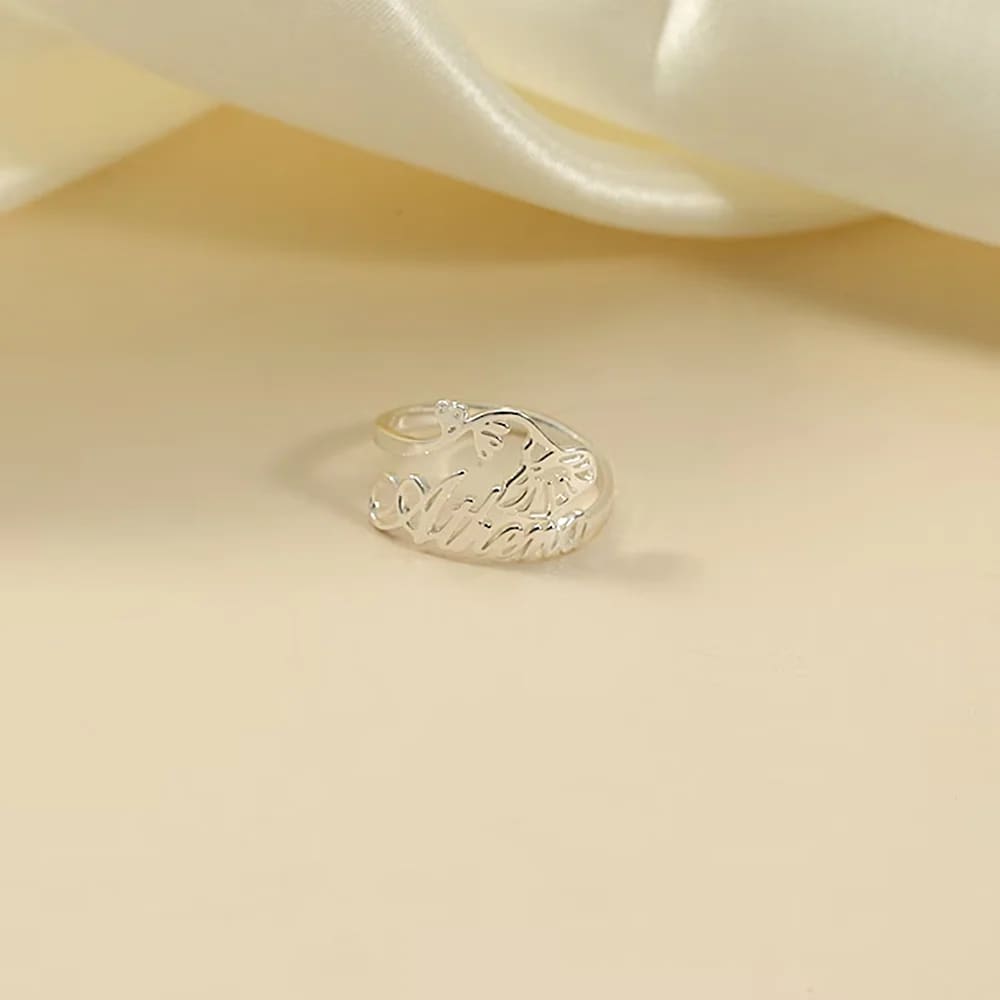 Birth Flower and Name Ring - Ring