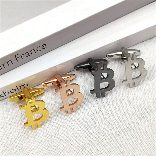 Bitcoin Money Currency Cufflinks - 4 / Black - Cufflinks