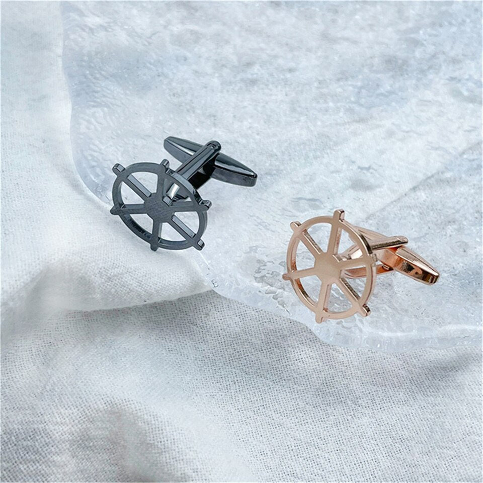 Boat Helm Cufflinks Ferry Rudder