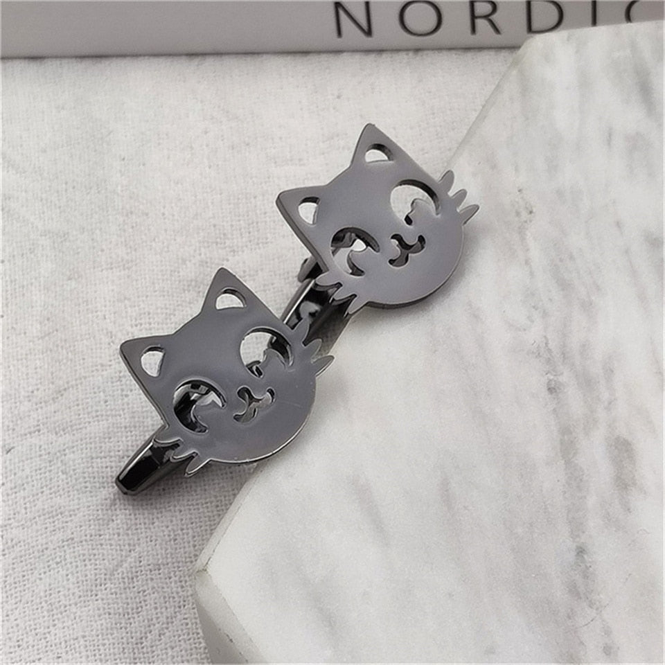 Cat Head Cufflinks - Black