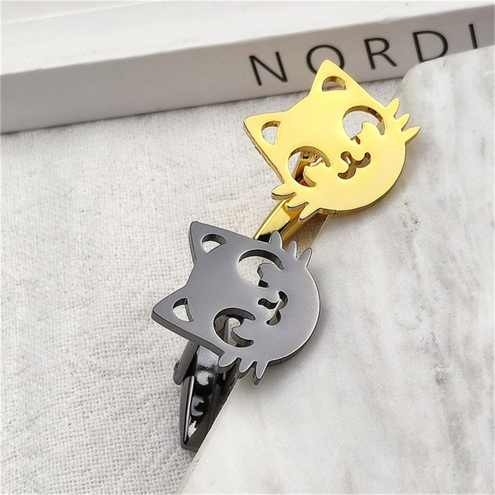 Cat Head Cufflinks - Gold