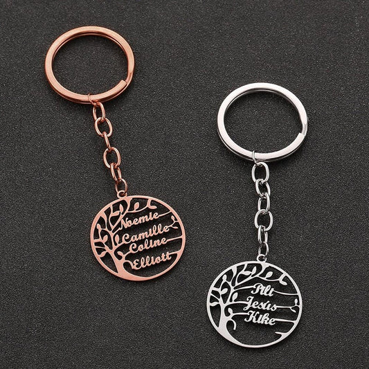 Tree of Life Keychain with Names (with Chain)