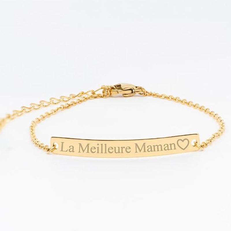 Custom Engraved Bracelet Bar - Gold / 17cm - Bracelet