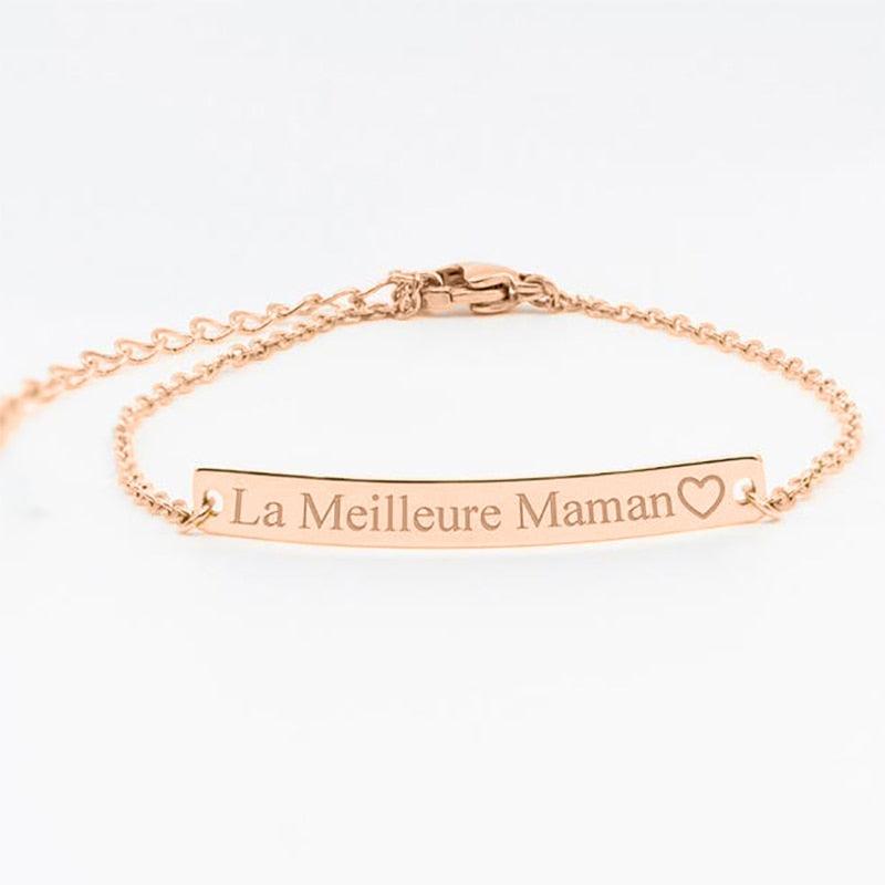 Custom Engraved Bracelet Bar - Rose Gold / 17cm - Bracelet