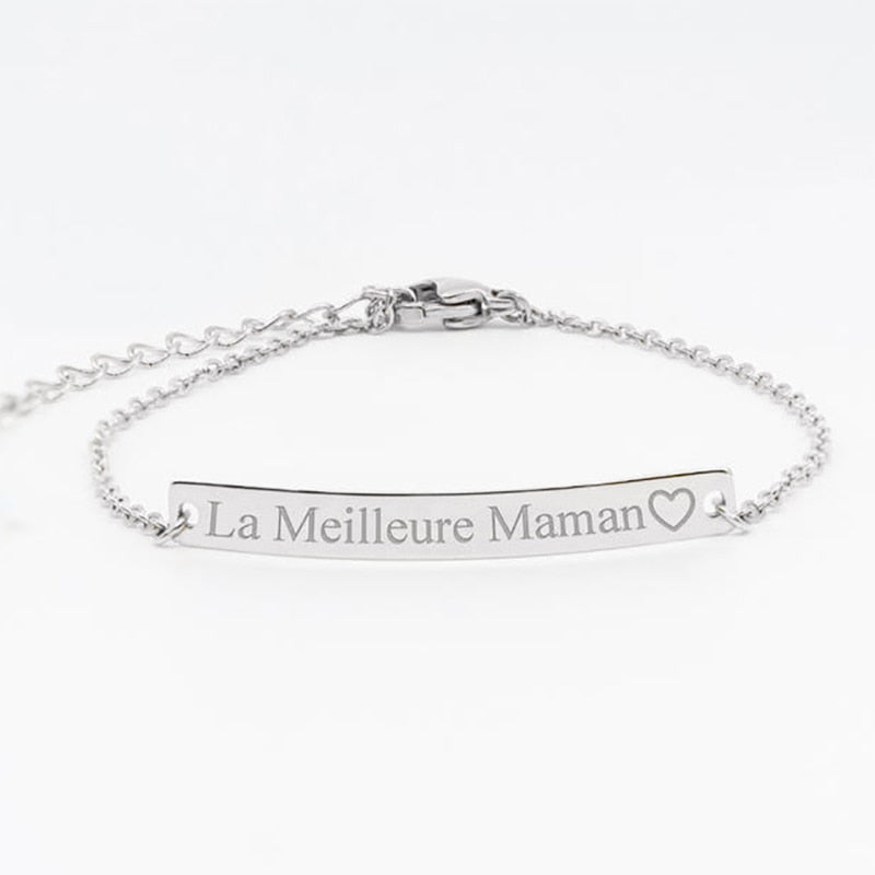 Custom Engraved Bracelet Bar - Silver / 17cm - Bracelet