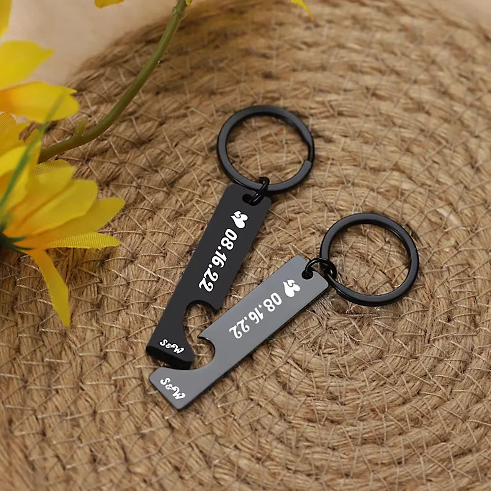 Customized Couple Keychain with Hollow Heart Shape