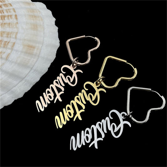 Earrings with Custom Text or Name - Style 2 / Silver