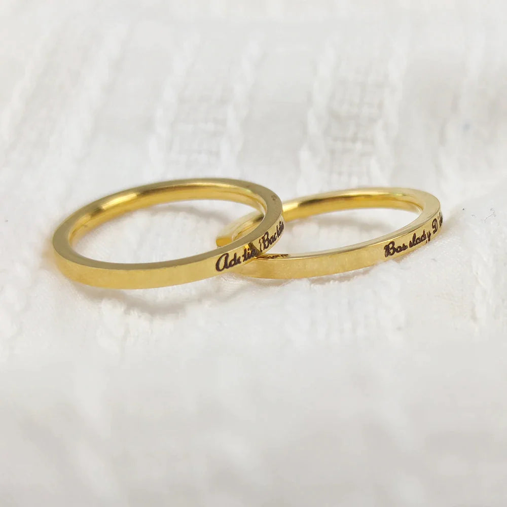 Custom Engraving Name Stainless Steel Ring Personalized Fashion Trend Ring Jewellery