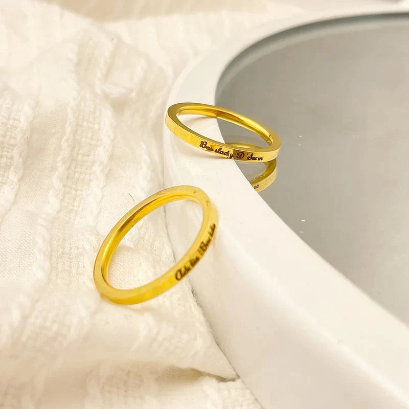 Custom Engraving Name Stainless Steel Ring Personalized Fashion Trend Ring Jewelry