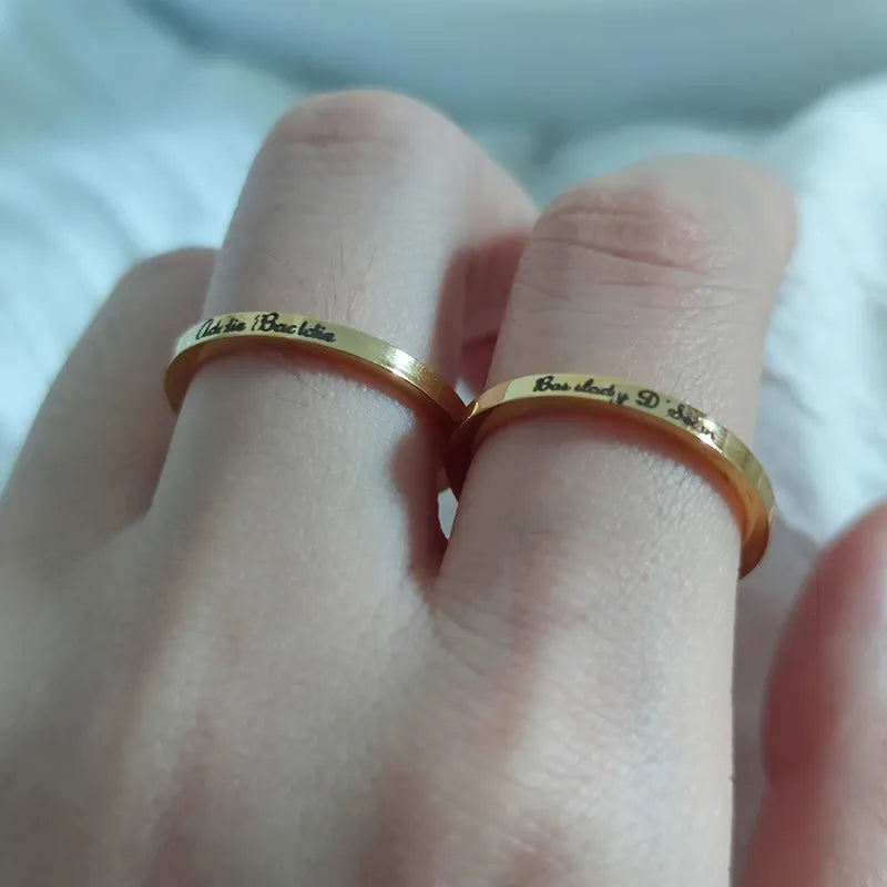 Custom Engraving Name Stainless Steel Ring Personalized Fashion Trend Ring Jewelry