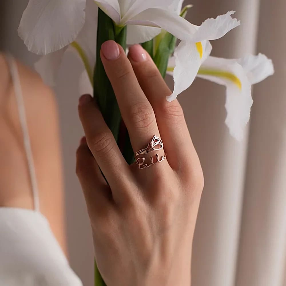 Flower and Name Ring - Ring
