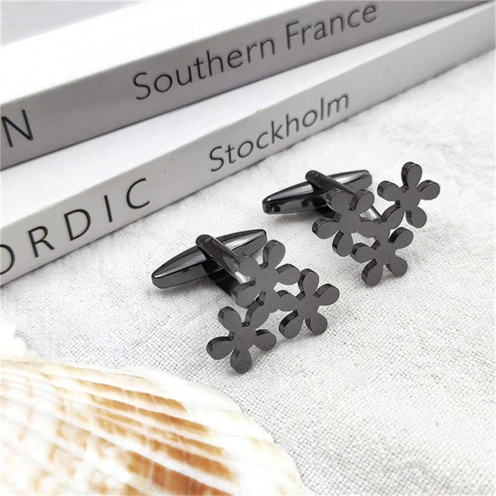Flower Trio Cufflinks - Black