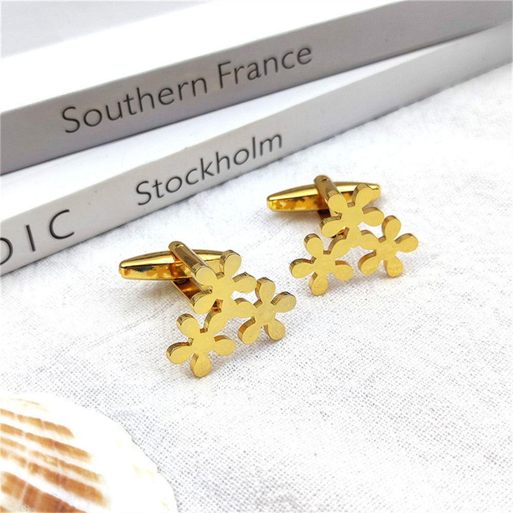 Flower Trio Cufflinks - Gold