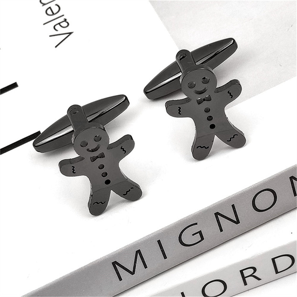 Gingerbread Man Cufflinks - Black