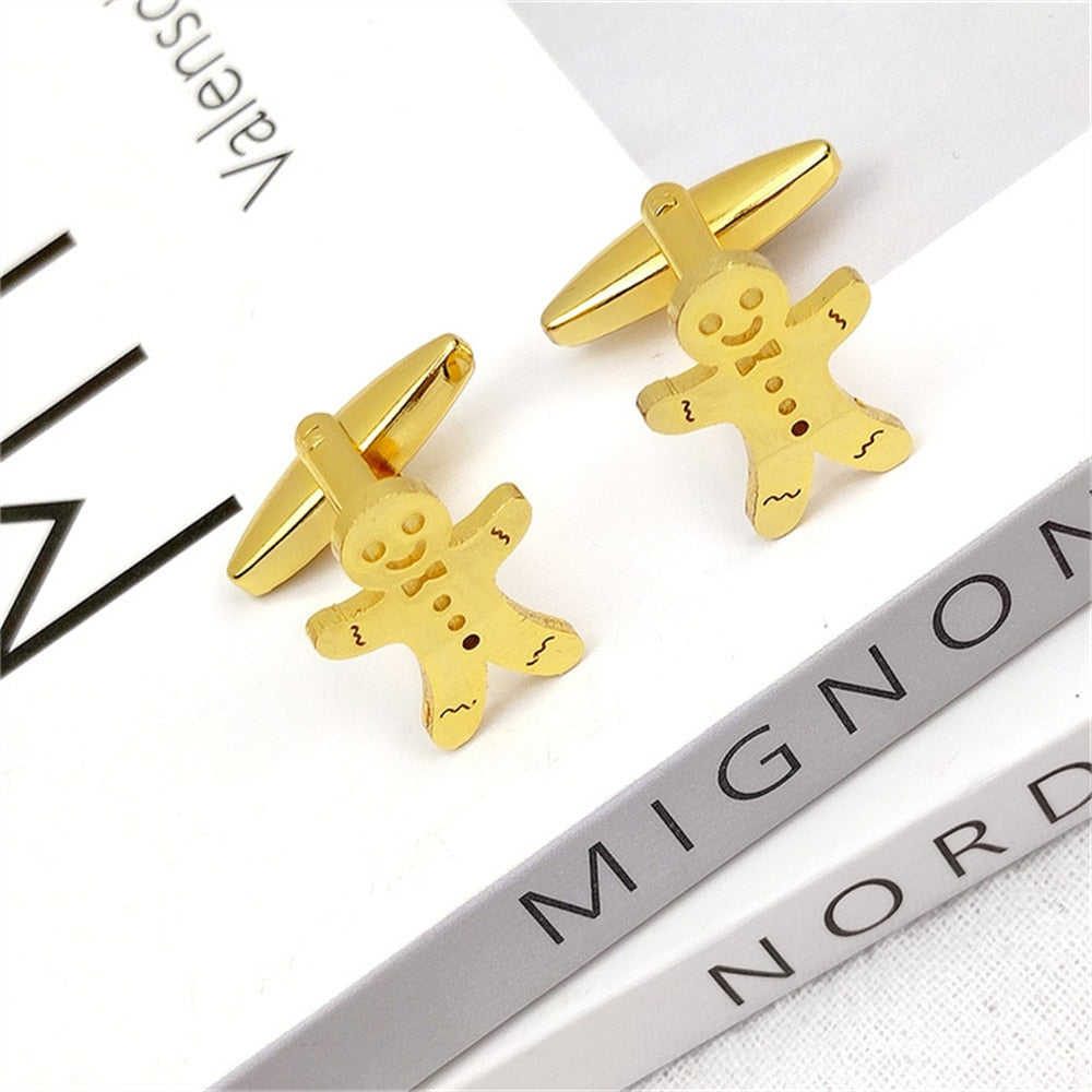 Gingerbread Man Cufflinks - Gold