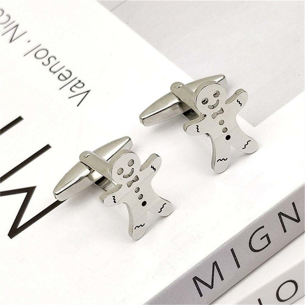 Gingerbread Man Cufflinks - Silver