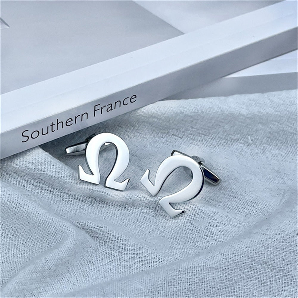 Greek Letters Cufflinks - Silver