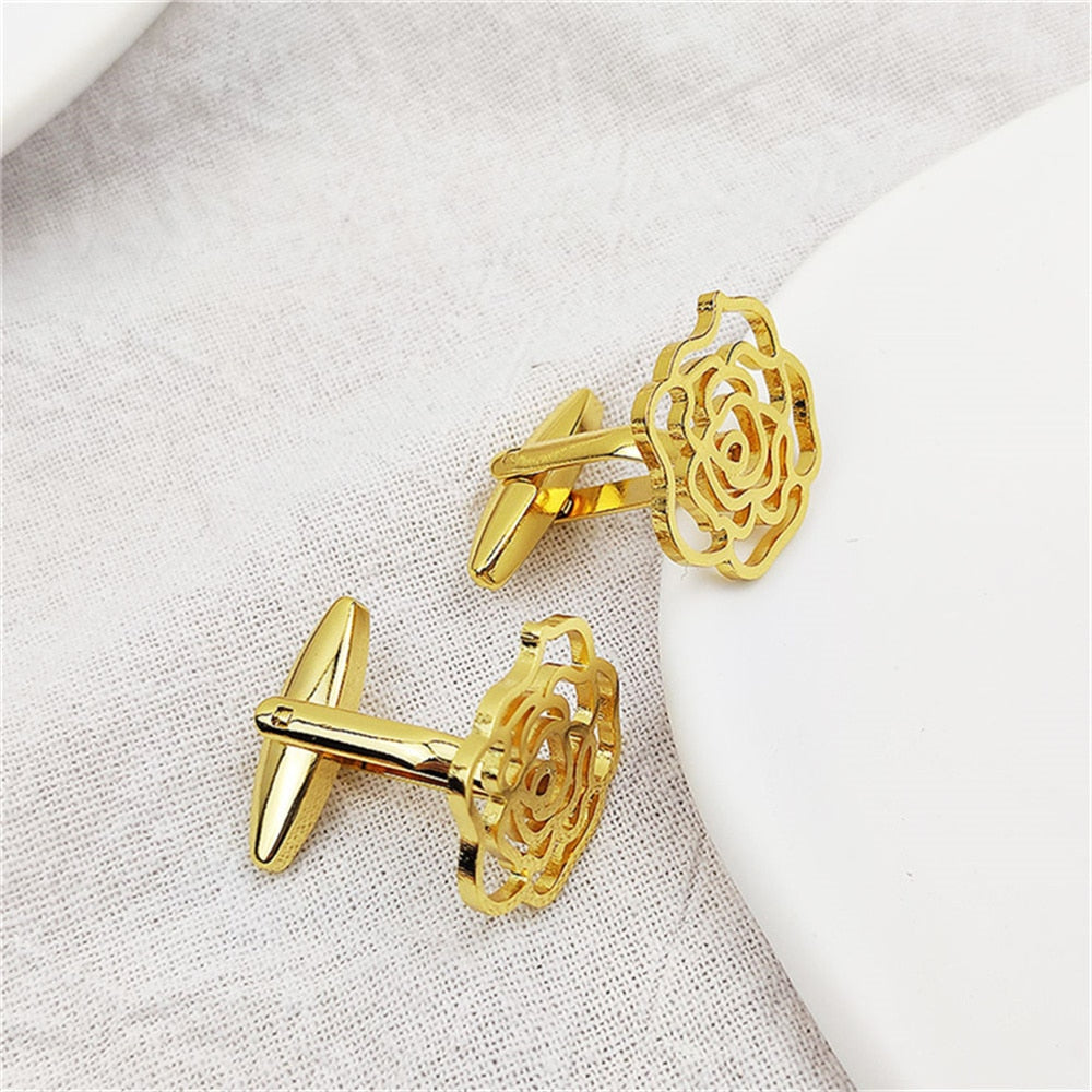 Hollow Flower Cufflinks - Gold