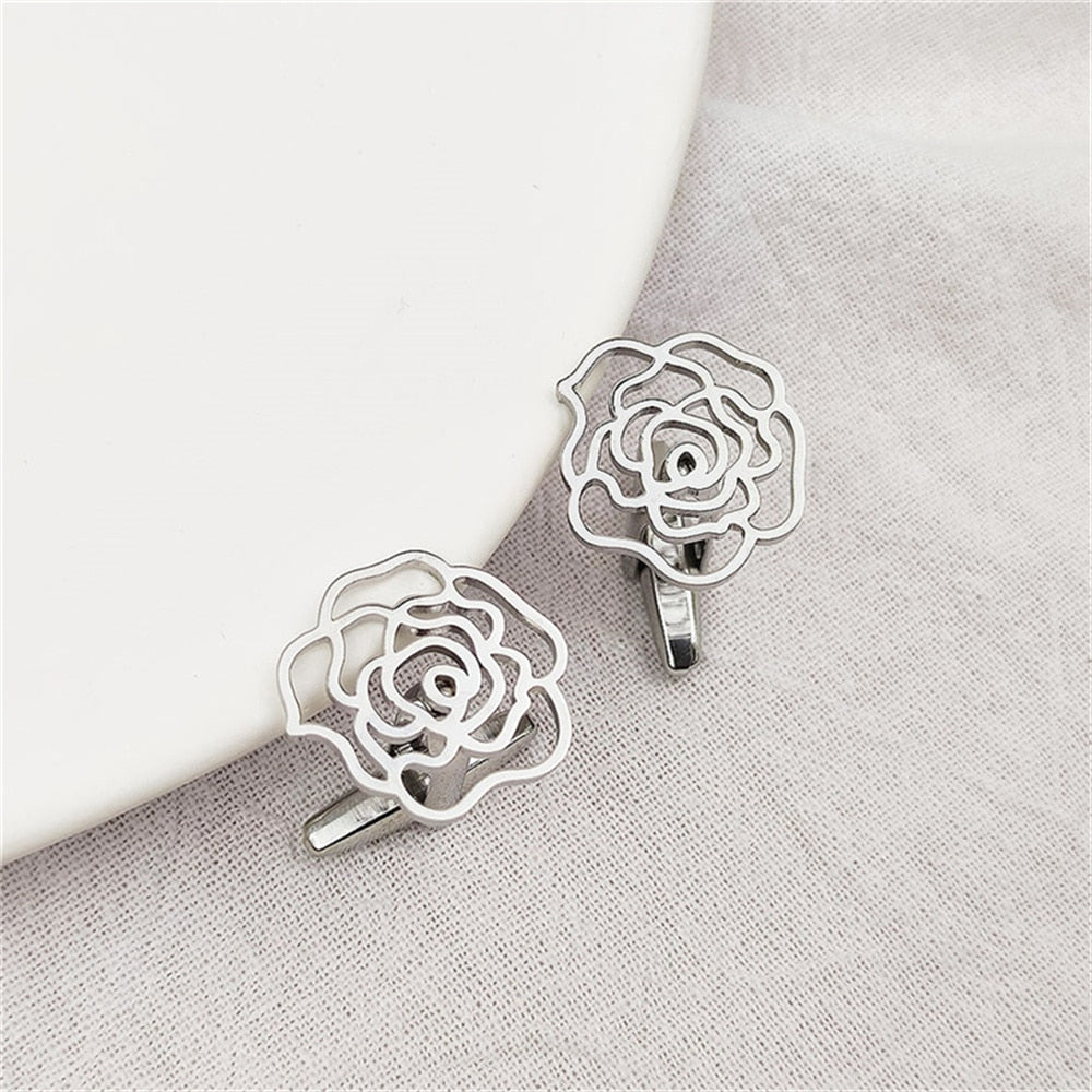 Hollow Flower Cufflinks - Silver
