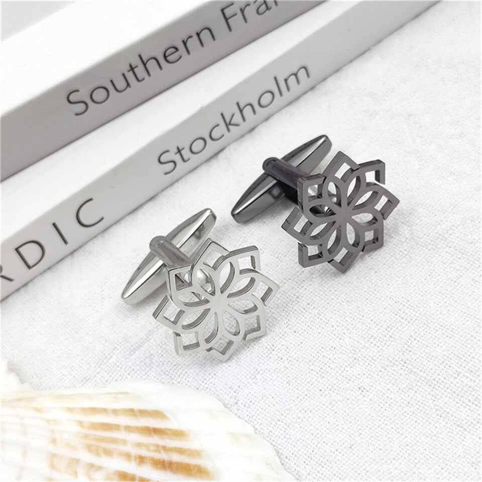 Hollow Mandala Flower Cufflinks